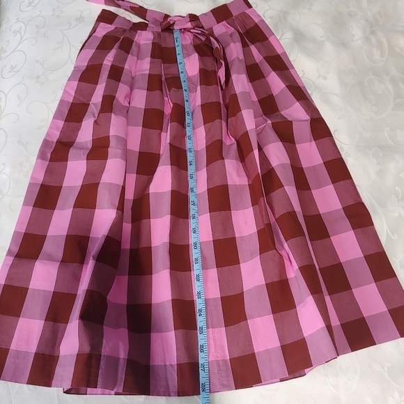 J. Crew Gingham Midi Skirt Pink Tie Back Size - Picture 10 of 10